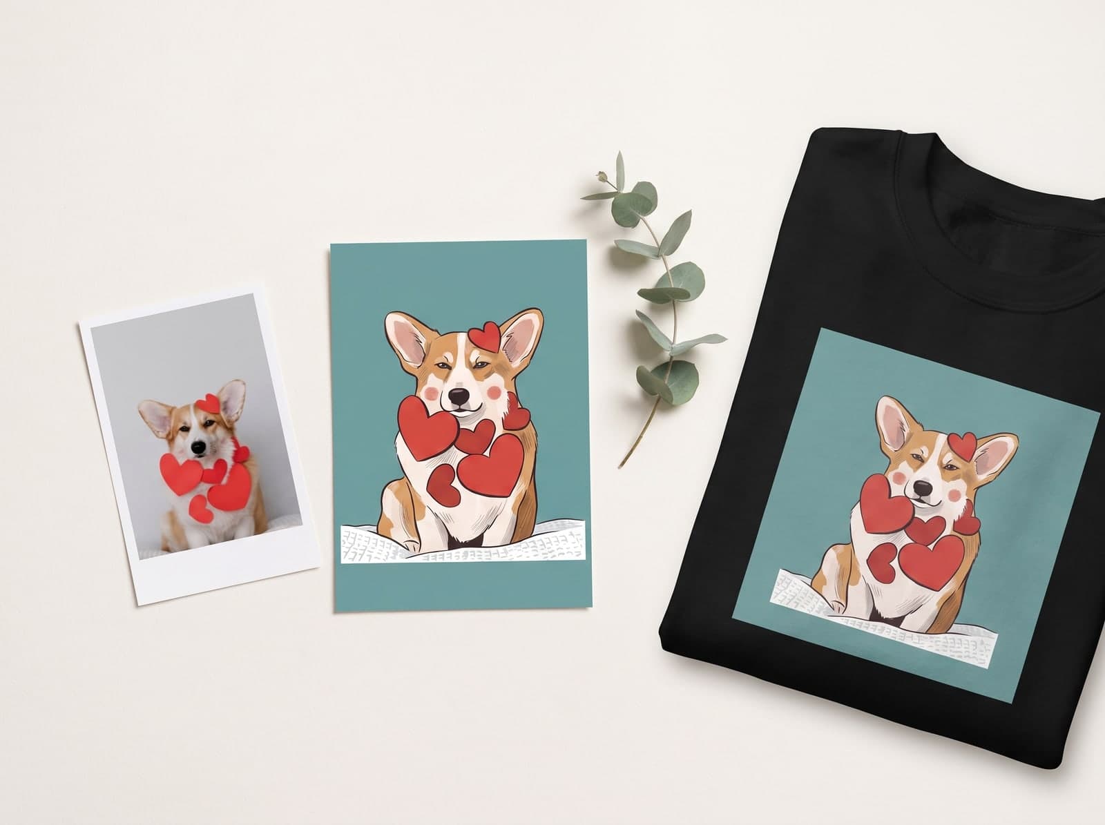 corgiの写真から作った、ユニセックス クルーネック スウェット